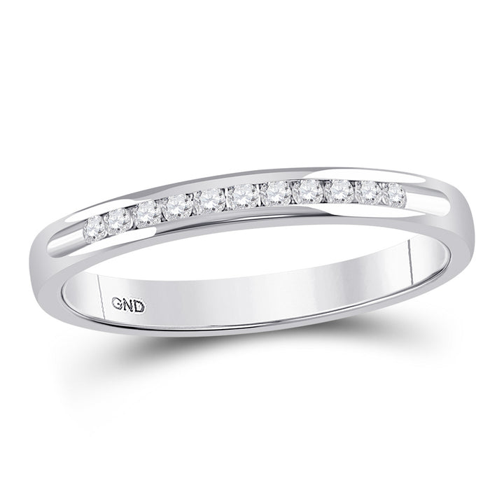 14kt White Gold Womens Round Channel-set Diamond Single Row Wedding Band 1/10 Cttw 7 Daisy Joyeria