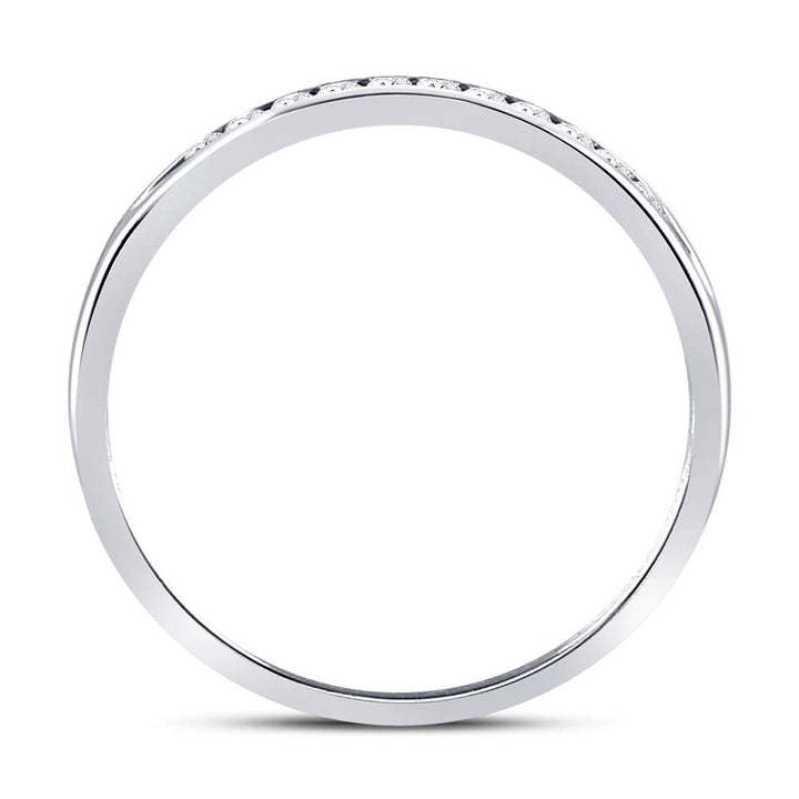 14kt White Gold Womens Round Channel-set Diamond Single Row Wedding Band 1/10 Cttw 7 Daisy Joyeria