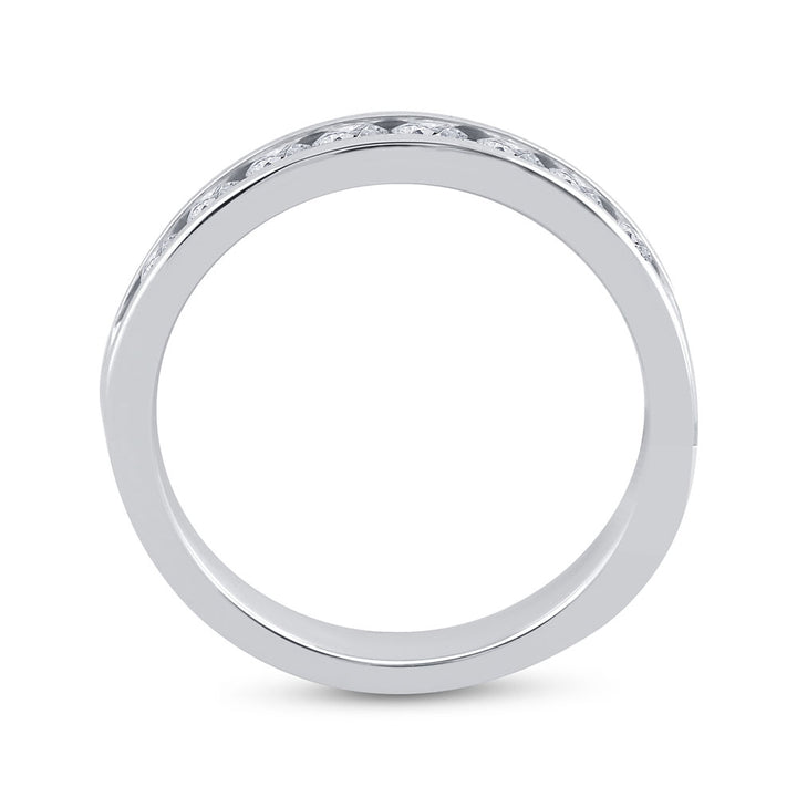 14kt White Gold Womens Machine Set Round Diamond Wedding Channel Band 3/4 Cttw 7 Daisy Joyeria