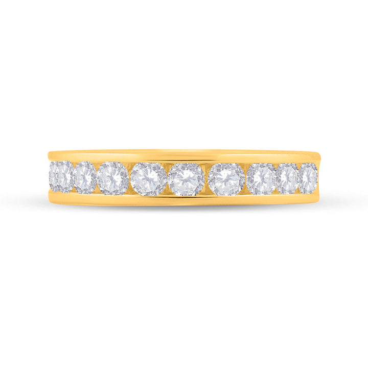 14kt Yellow Gold Womens Machine Set Round Diamond Wedding Band 1.00 Cttw 7 Daisy Joyeria