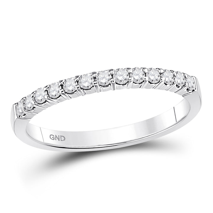 14kt White Gold Womens Round Diamond Machine-set Wedding Band Ring 1/4 Cttw 7 Daisy Joyeria