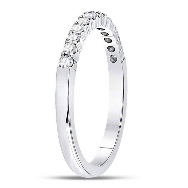 14kt White Gold Womens Round Diamond Machine-set Wedding Band Ring 1/4 Cttw 7 Daisy Joyeria