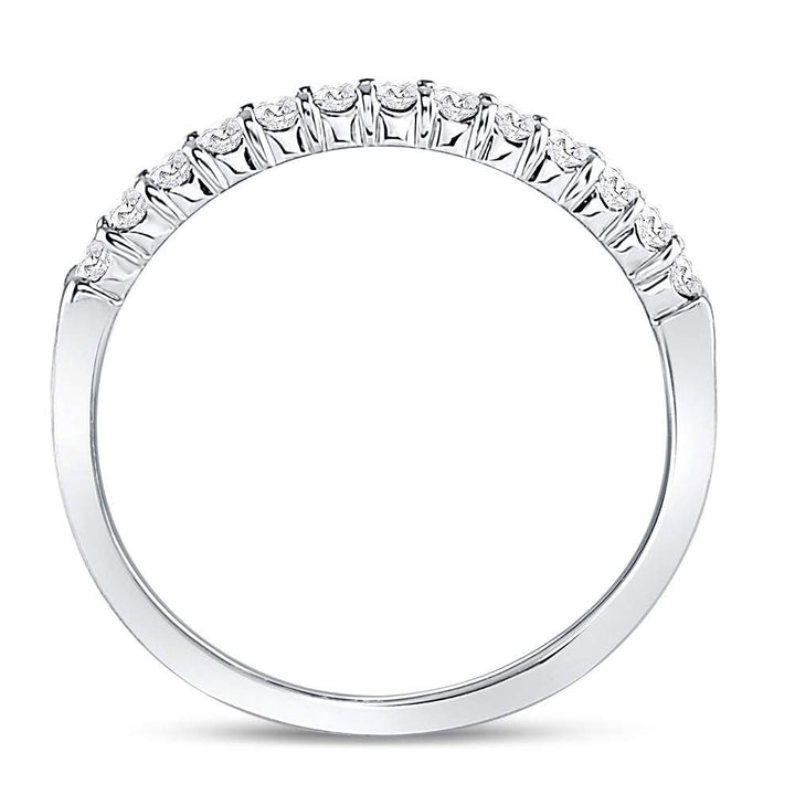 14kt White Gold Womens Round Diamond Machine-set Wedding Band Ring 1/4 Cttw 7 Daisy Joyeria