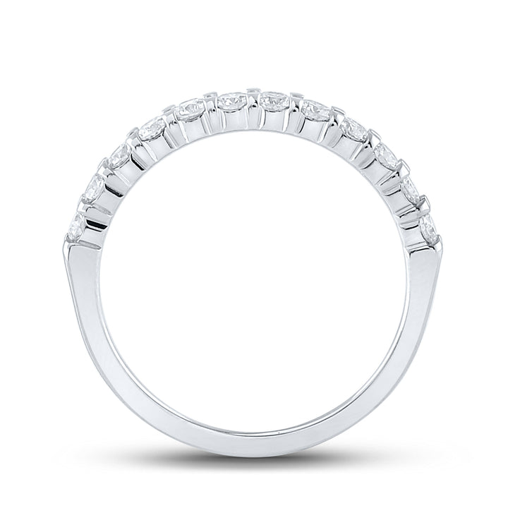 14kt White Gold Womens Machine Set Round Diamond Single Row Wedding Band 1/2 Cttw 7 Daisy Joyeria