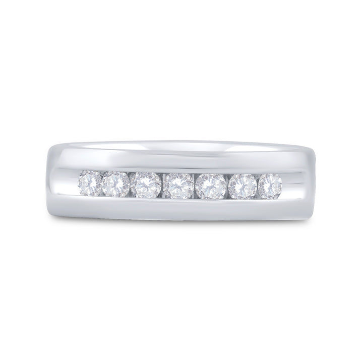 14kt White Gold Mens Machine Set Round Diamond Wedding Channel Band Ring 1/2 Cttw 10 Daisy Joyeria