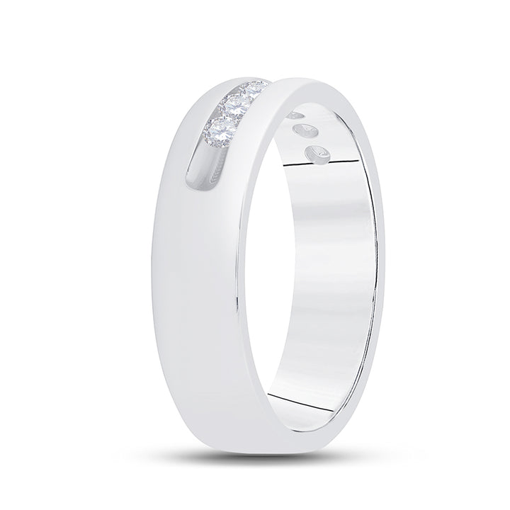 14kt White Gold Mens Machine Set Round Diamond Wedding Channel Band Ring 1/2 Cttw 10 Daisy Joyeria