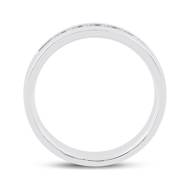 14kt White Gold Mens Machine Set Round Diamond Wedding Channel Band Ring 1/2 Cttw 10 Daisy Joyeria