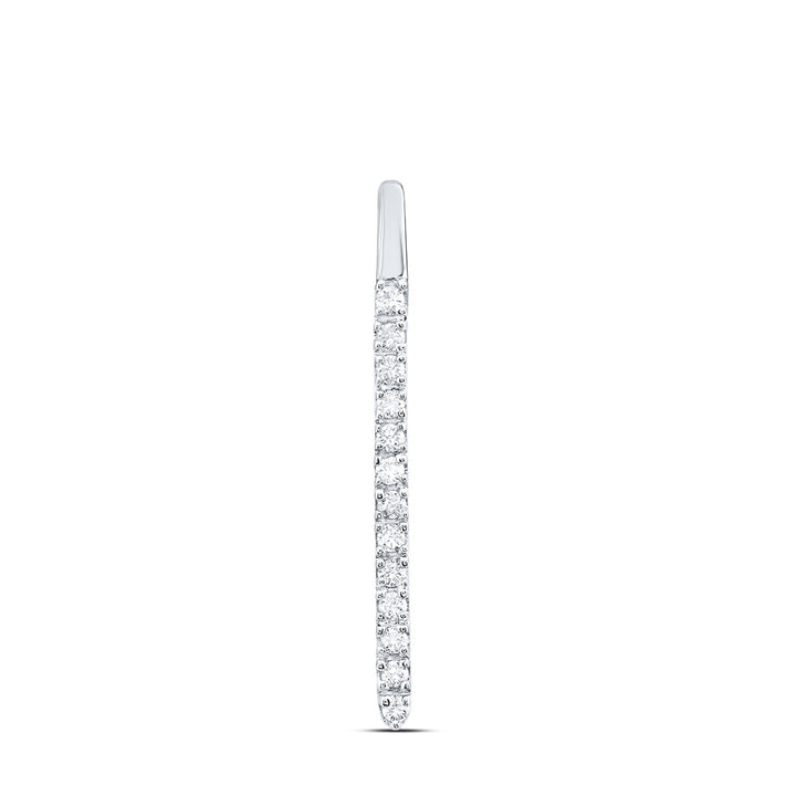 14kt White Gold Womens Round Diamond Bar Pendant 1/10 Cttw Daisy Joyeria