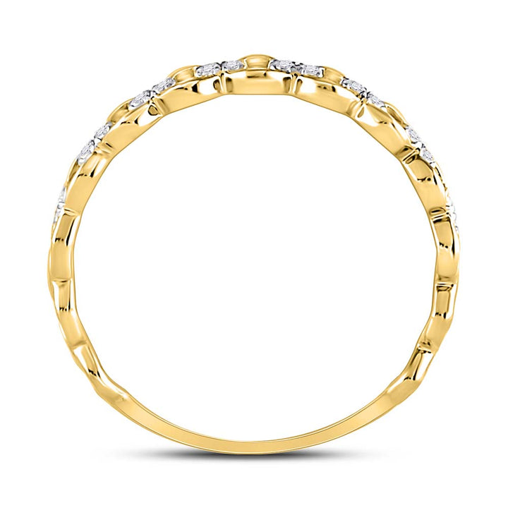 10kt Yellow Gold Womens Round Diamond Link Stackable Band Ring 1/8 Cttw 7 Daisy Joyeria