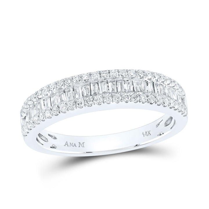 14kt White Gold Womens Round Diamond Anniversary Band Ring 1/2 Cttw 7 Daisy Joyeria