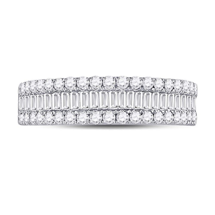 14kt White Gold Womens Baguette Diamond Anniversary Band Ring 7/8 Cttw 7 Daisy Joyeria