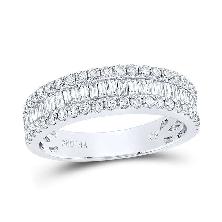 14kt White Gold Womens Baguette Diamond Anniversary Band Ring 7/8 Cttw 7 Daisy Joyeria