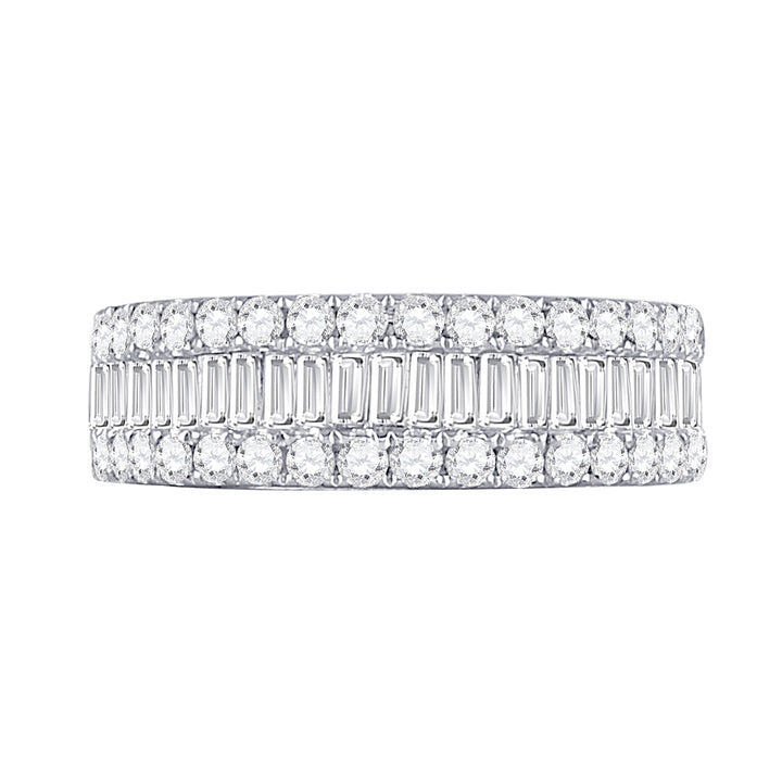 14kt White Gold Womens Baguette Diamond Anniversary Band Ring 1-1/2 Cttw 7 Daisy Joyeria