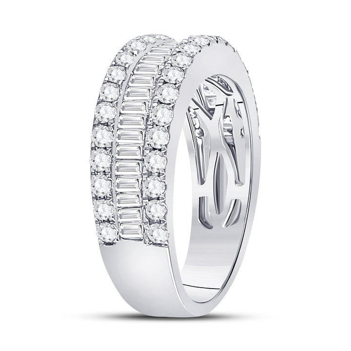 14kt White Gold Womens Baguette Diamond Anniversary Band Ring 1-1/2 Cttw 7 Daisy Joyeria