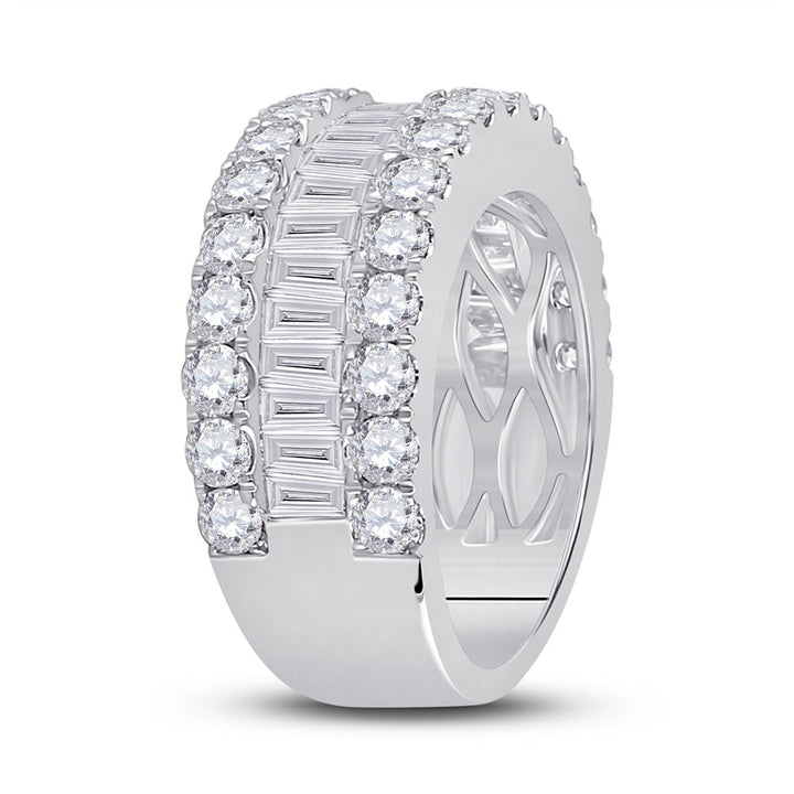 14kt White Gold Womens Baguette Diamond Anniversary Cocktail Ring 3.00 Cttw 7 Daisy Joyeria