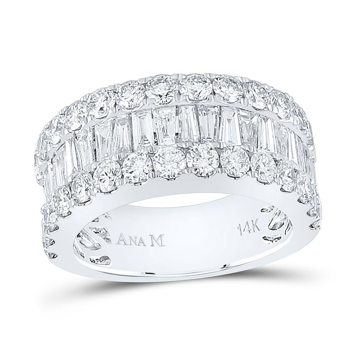 14kt White Gold Womens Baguette Diamond Anniversary Cocktail Ring 3.00 Cttw 7 Daisy Joyeria