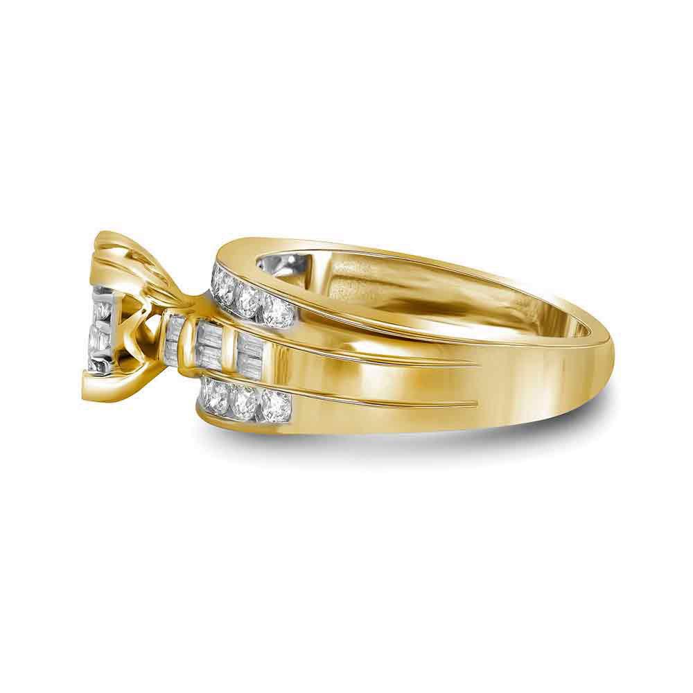 14kt Yellow Gold Womens Princess Diamond Cluster Bridal Wedding Engagement Ring 1/2 Cttw 7 Daisy Joyeria
