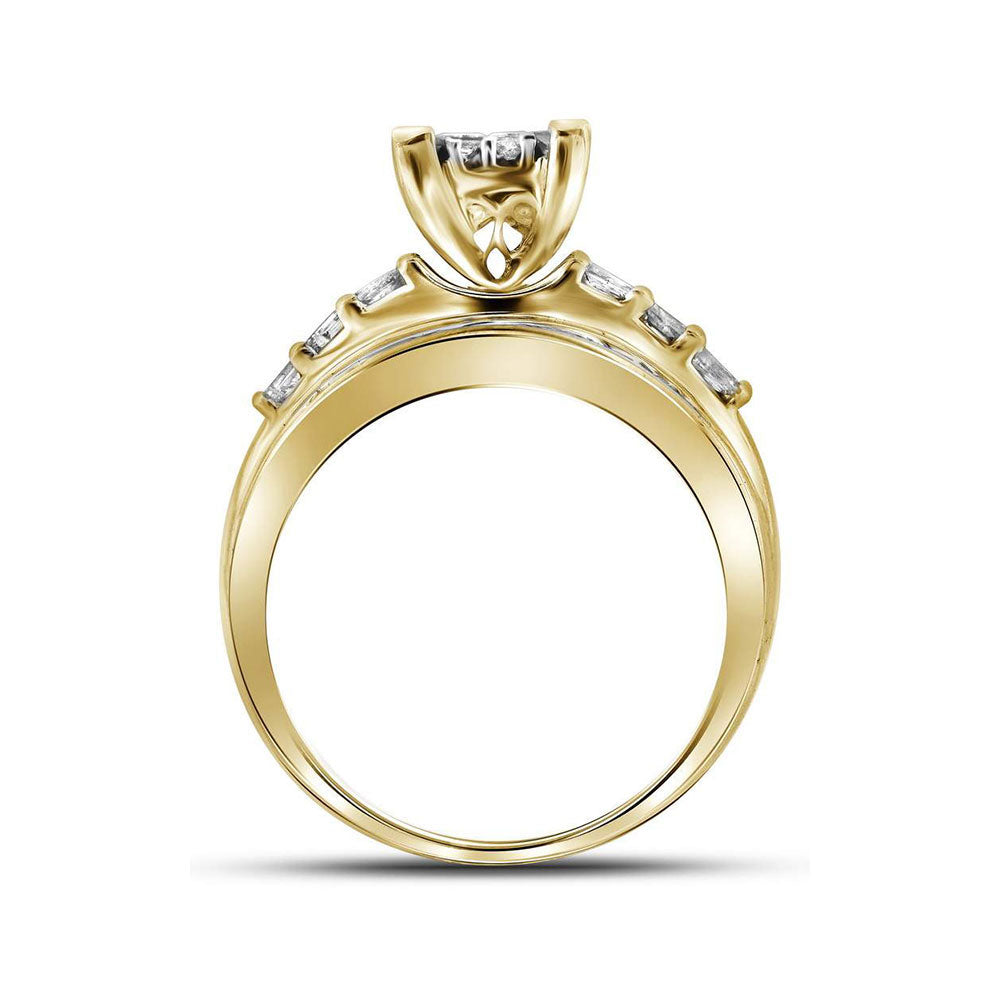 14kt Yellow Gold Womens Princess Diamond Cluster Bridal Wedding Engagement Ring 1/2 Cttw 7 Daisy Joyeria