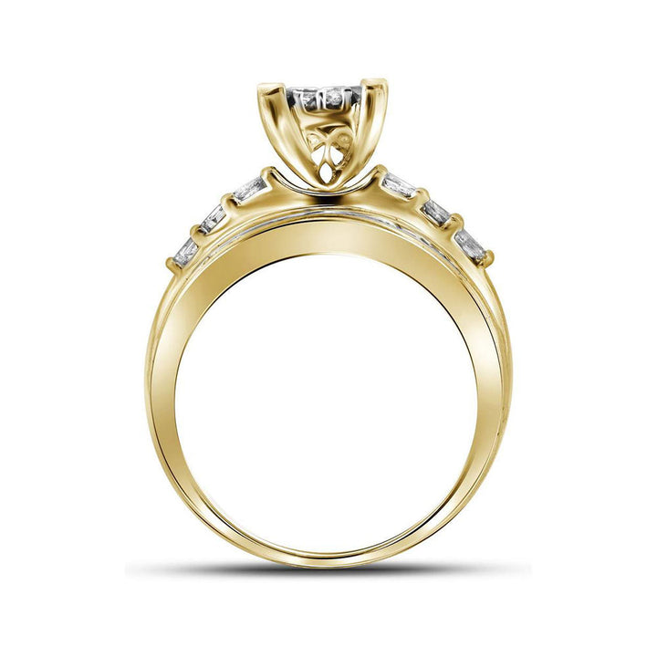 10kt Yellow Gold Womens Princess Diamond Cluster Bridal Wedding Engagement Ring 1/2 Cttw - Size 6 6 Daisy Joyeria