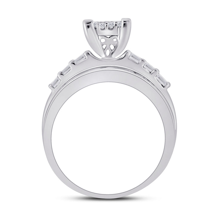 10kt White Gold Womens Princess Diamond Cluster Bridal Wedding Engagement Ring 1.00 Cttw 7 Daisy Joyeria