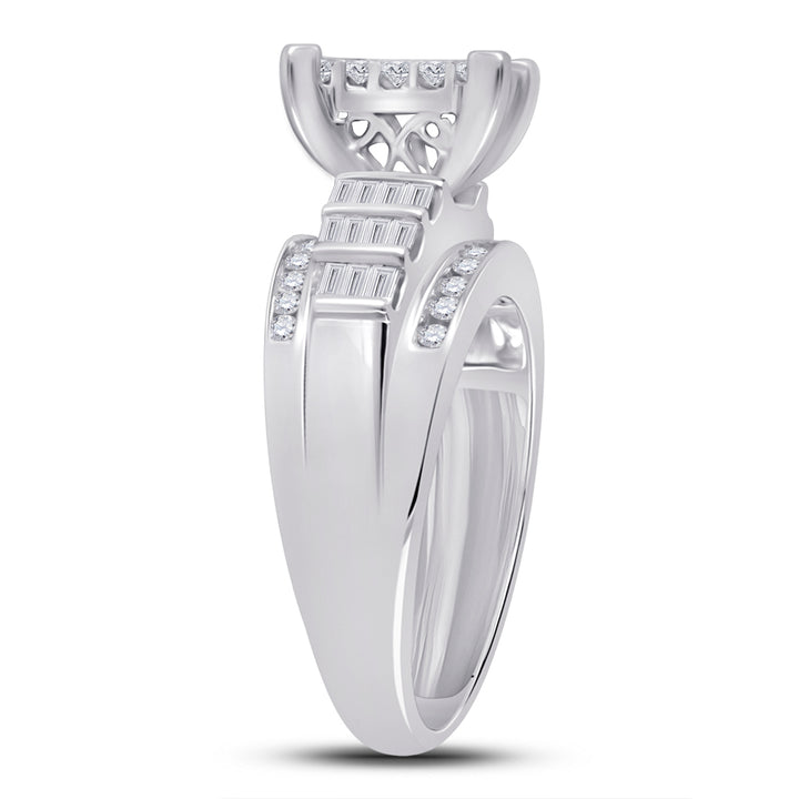 10kt White Gold Womens Princess Diamond Cluster Bridal Wedding Engagement Ring 1.00 Cttw 7 Daisy Joyeria