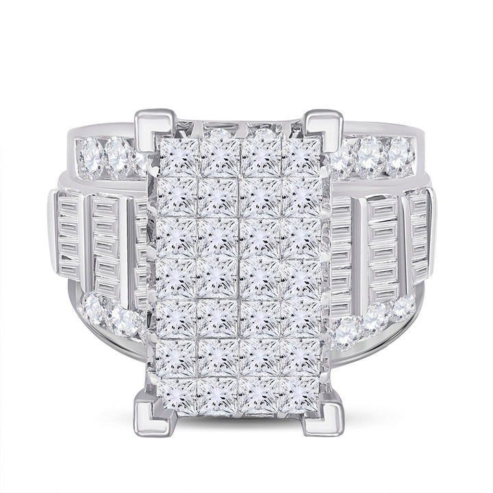 14kt White Gold Womens Princess Diamond Cluster Bridal Wedding Engagement Ring 5.00 Cttw 7 Daisy Joyeria