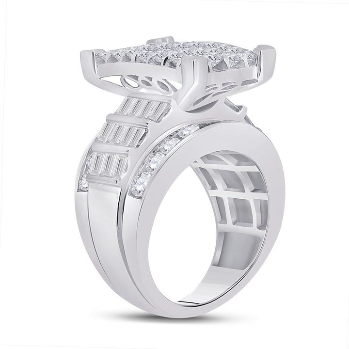 14kt White Gold Womens Princess Diamond Cluster Bridal Wedding Engagement Ring 5.00 Cttw 7 Daisy Joyeria
