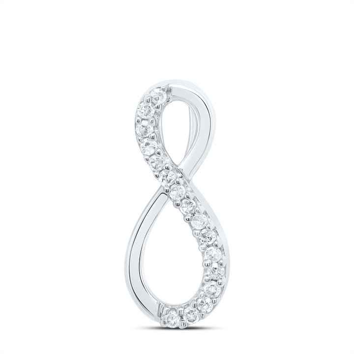 10kt White Gold Womens Round Diamond Infinity Pendant 1/10 Cttw Daisy Joyeria