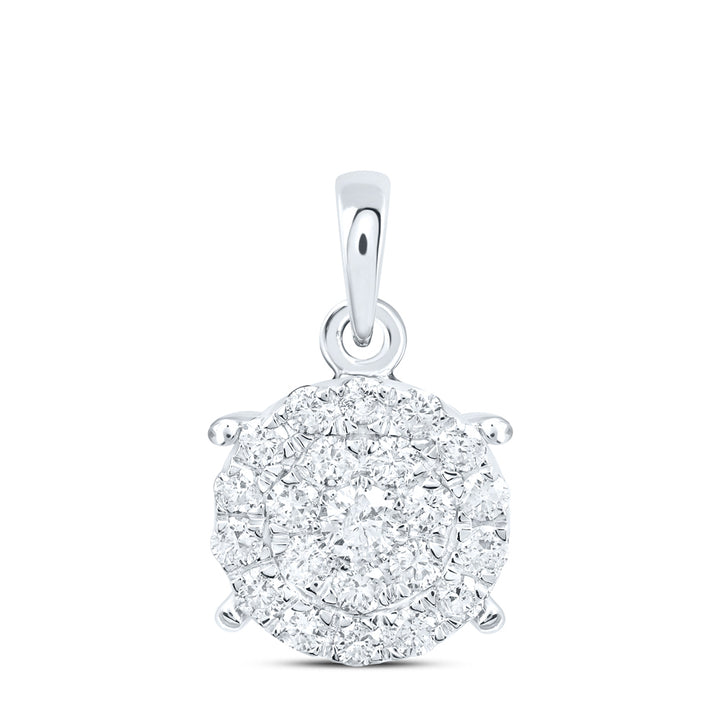 10kt White Gold Womens Round Diamond Cindys Dream Circle Cluster Pendant 1/2 Cttw Daisy Joyeria