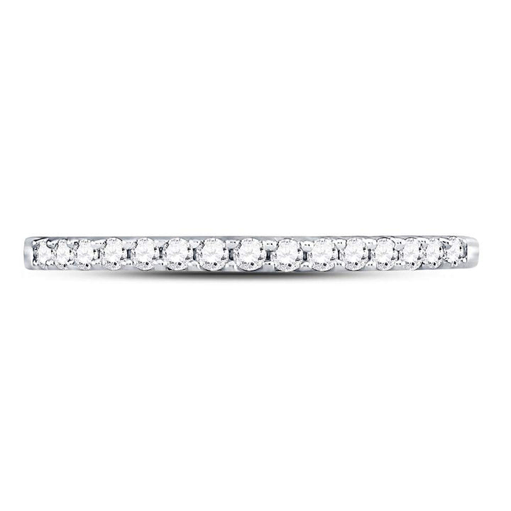 14kt White Gold Womens Round Diamond Slender Stackable Wedding Band 1/6 Cttw 7 Daisy Joyeria
