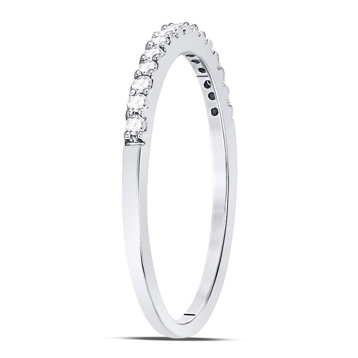14kt White Gold Womens Round Diamond Slender Stackable Wedding Band 1/6 Cttw 7 Daisy Joyeria