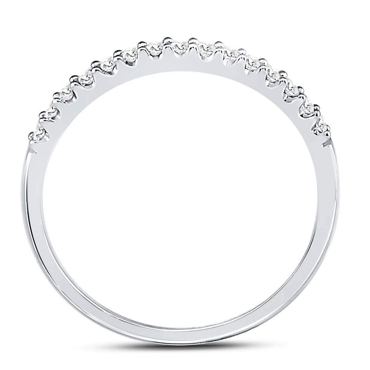 14kt White Gold Womens Round Diamond Slender Stackable Wedding Band 1/6 Cttw 7 Daisy Joyeria