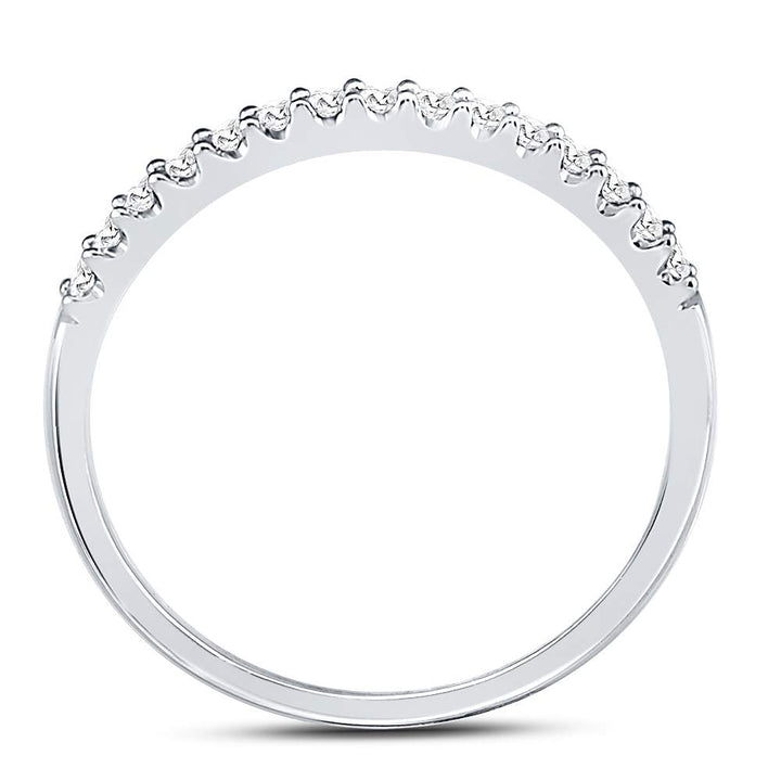 14kt White Gold Womens Round Diamond Slender Stackable Wedding Band 1/6 Cttw 7 Daisy Joyeria