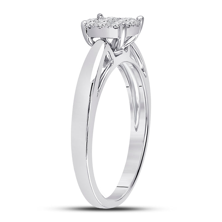 14kt White Gold Womens Princess Diamond Cluster Bridal Wedding Engagement Ring 1/4 Cttw 7 Daisy Joyeria