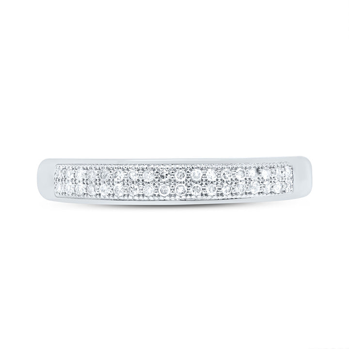 10kt White Gold Womens Round Diamond Double Row Wedding Band 1/10 Cttw 7 Daisy Joyeria