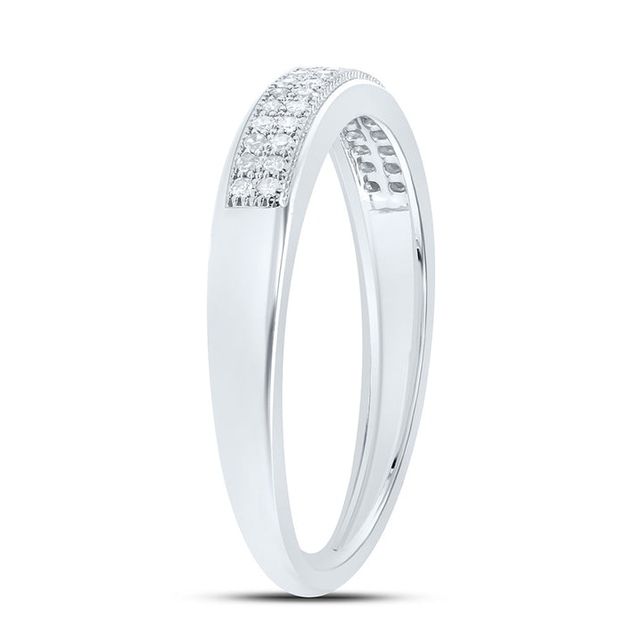 10kt White Gold Womens Round Diamond Double Row Wedding Band 1/10 Cttw 7 Daisy Joyeria