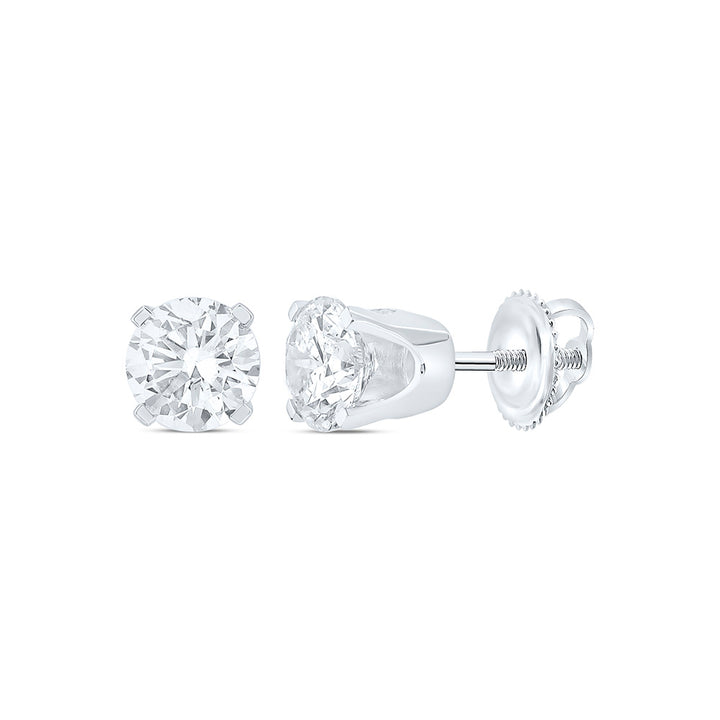 14kt White Gold Unisex Round Diamond Solitaire Stud Earrings 3/4 Cttw Daisy Joyeria