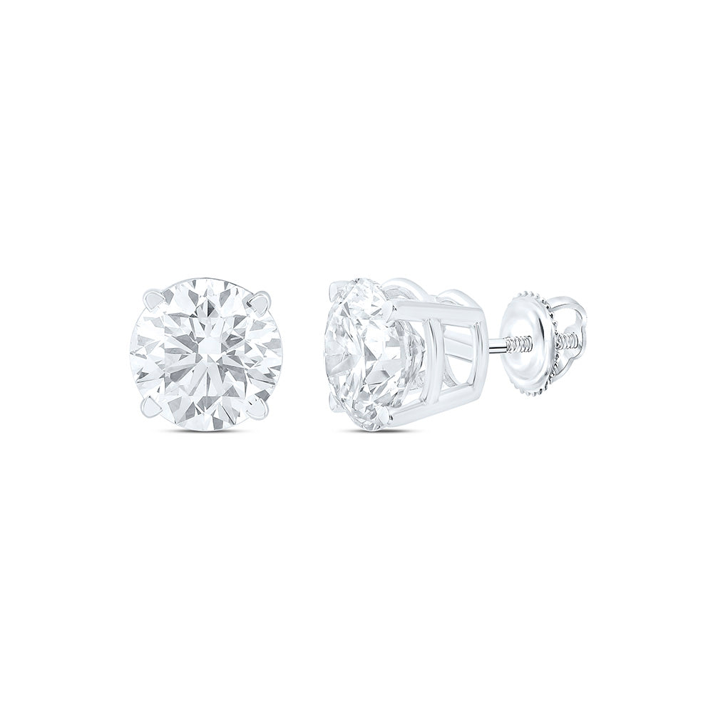 14kt White Gold Womens Round Diamond Solitaire Stud Earrings 1.00 Cttw Daisy Joyeria