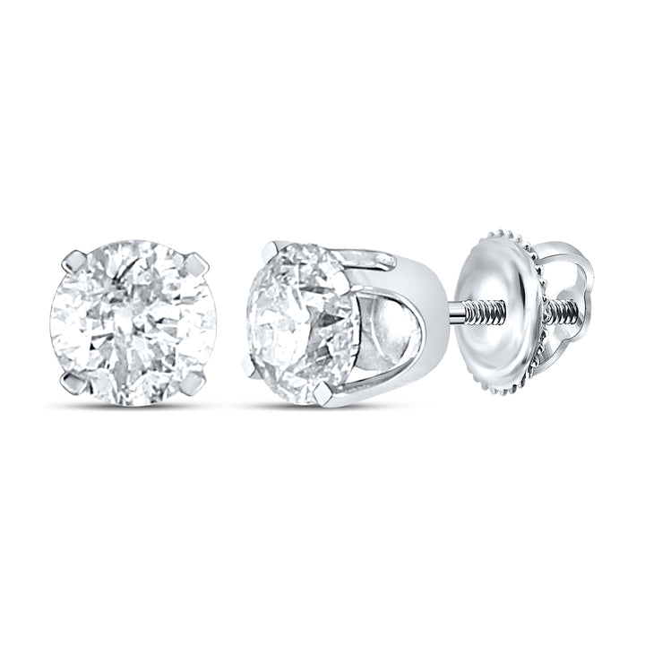 14kt White Gold Unisex Round Diamond Solitaire Stud Earrings 3/8 Cttw Daisy Joyeria