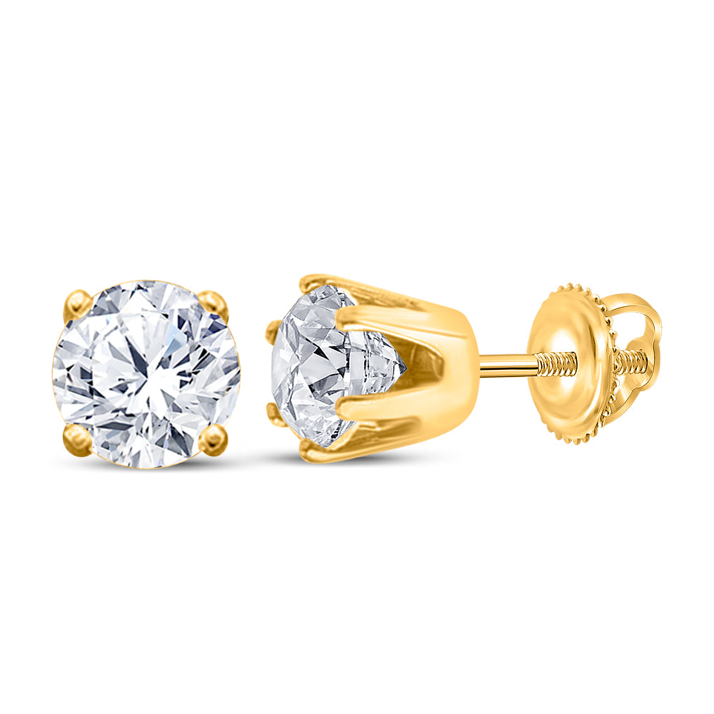 14kt Yellow Gold Unisex Round Diamond Solitaire Stud Earrings 1/6 Cttw Daisy Joyeria
