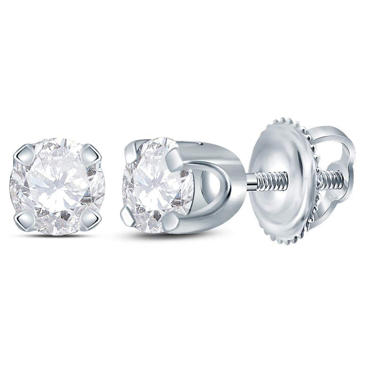 14kt White Gold Unisex Round Diamond Solitaire Stud Earrings 1/4 Cttw Daisy Joyeria