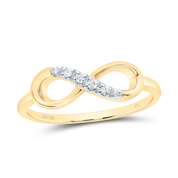 10kt Yellow Gold Womens Round Diamond Infinity Ring 1/20 Cttw 7 Daisy Joyeria