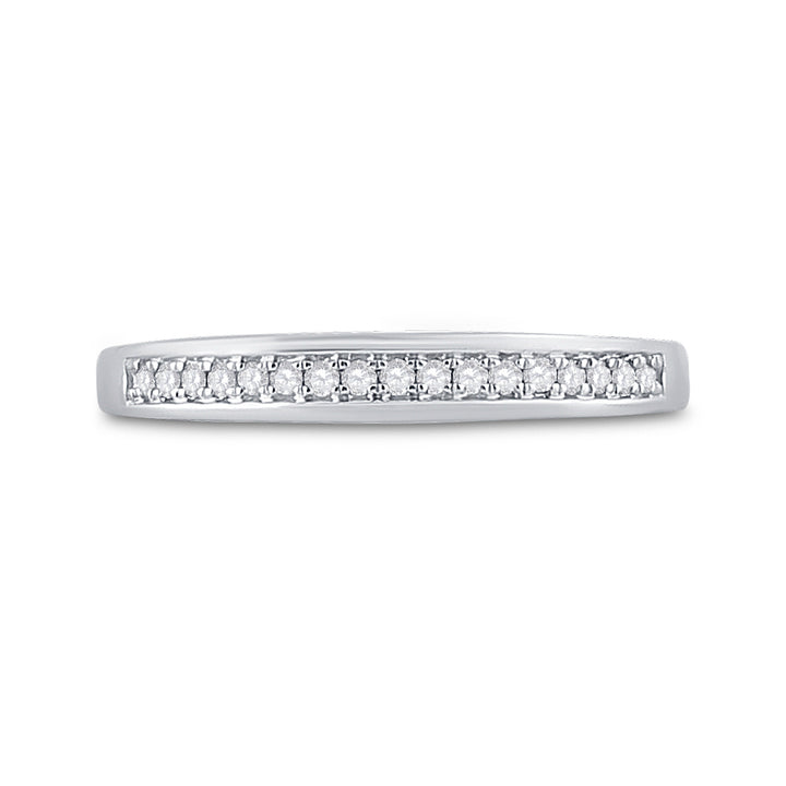 10kt White Gold Womens Round Diamond Wedding Band Ring 1/10 Cttw 7 Daisy Joyeria