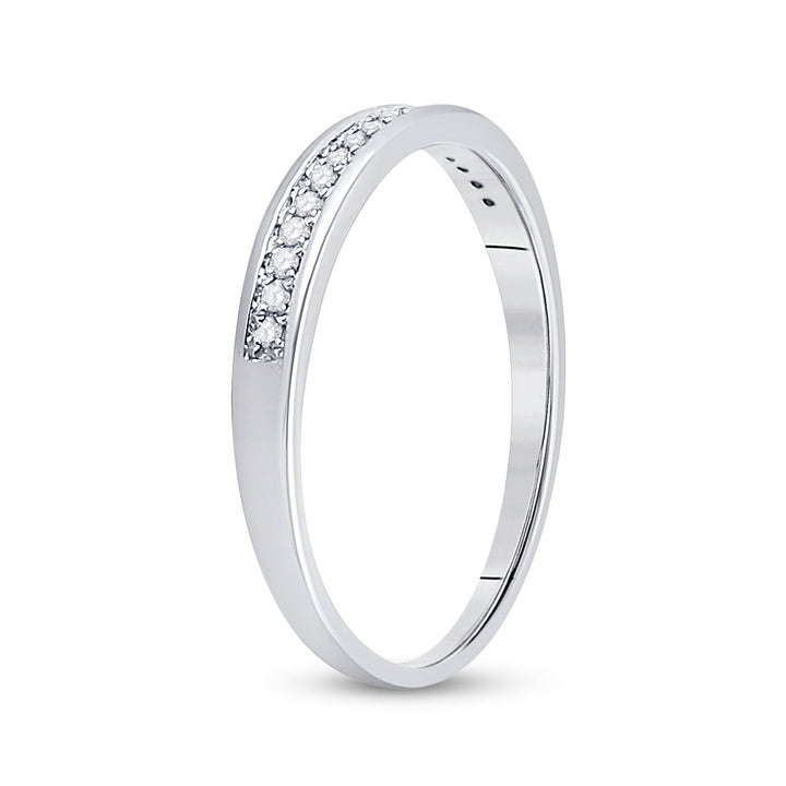 10kt White Gold Womens Round Diamond Wedding Band Ring 1/10 Cttw 7 Daisy Joyeria