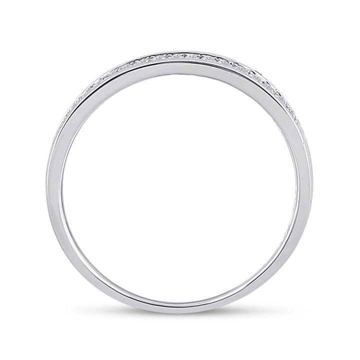 10kt White Gold Womens Round Diamond Wedding Band Ring 1/10 Cttw 7 Daisy Joyeria