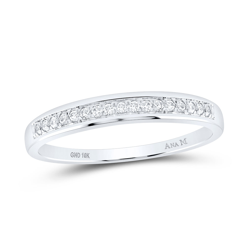 10kt White Gold Womens Round Diamond Wedding Band Ring 1/10 Cttw 7 Daisy Joyeria