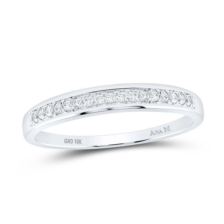 10kt White Gold Womens Round Diamond Wedding Band Ring 1/10 Cttw 7 Daisy Joyeria