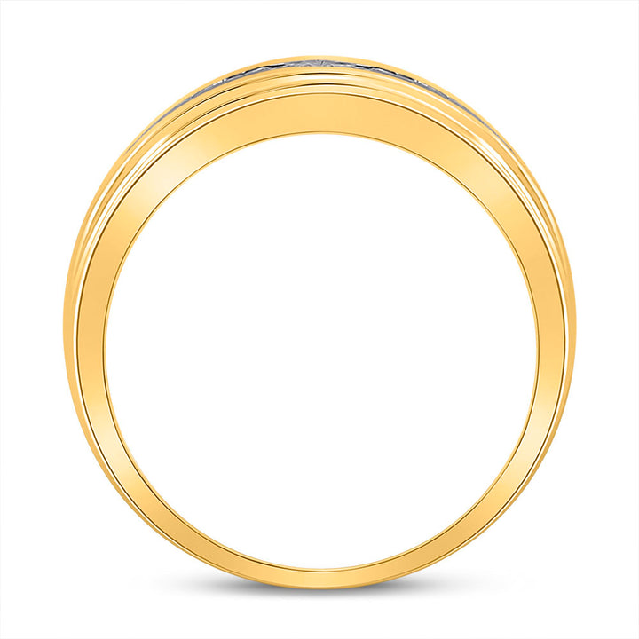 10kt Yellow Gold Mens Round Diamond Wedding Channel Set Band Ring 1/2 Cttw 10 Daisy Joyeria