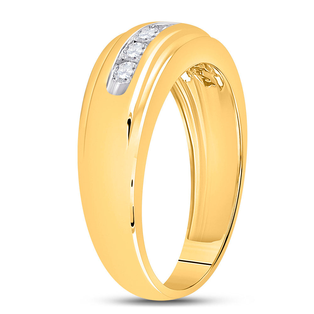 10kt Yellow Gold Mens Round Diamond Wedding Channel Set Band Ring 1/2 Cttw 10 Daisy Joyeria