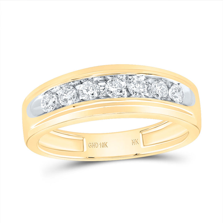 10kt Yellow Gold Mens Round Diamond Wedding Channel Set Band Ring 1/2 Cttw 10 Daisy Joyeria